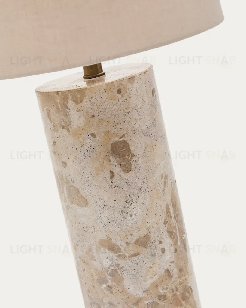 Настольная лампа Raze из бежевого мрамора с льняным абажуром 212124