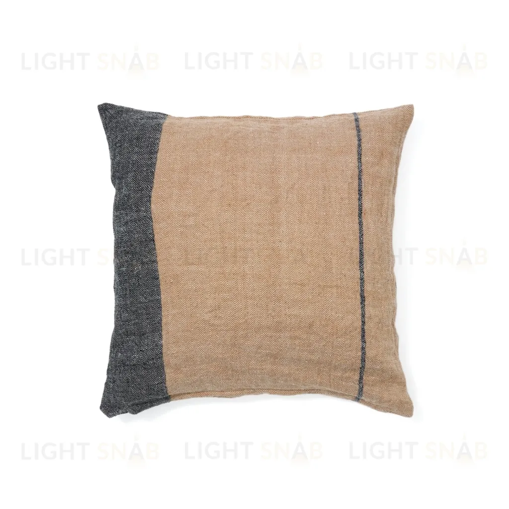 Чехол на подушку Eiko из льна терракотовый с серыми полосками 50 x 50 см 210308