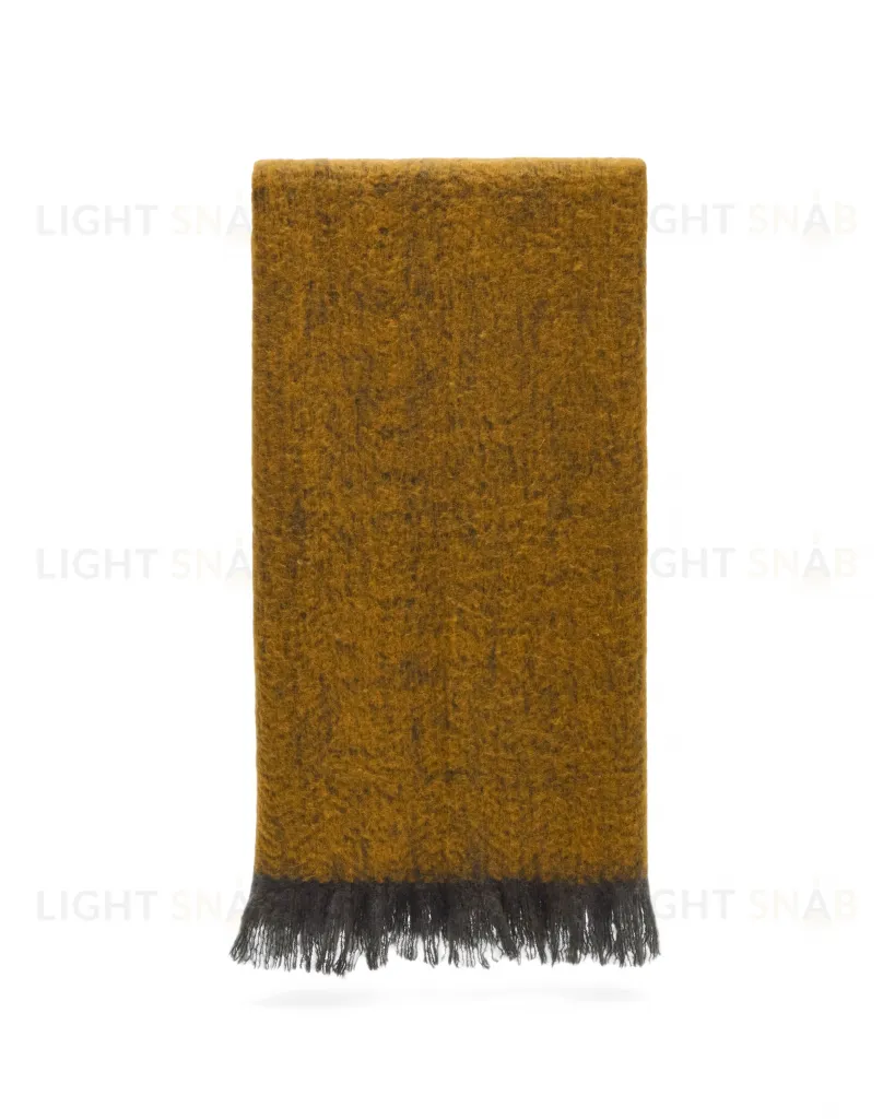 Плед Nidur из шерсти  горчичного и серого цветов 130 x 170 см 210416