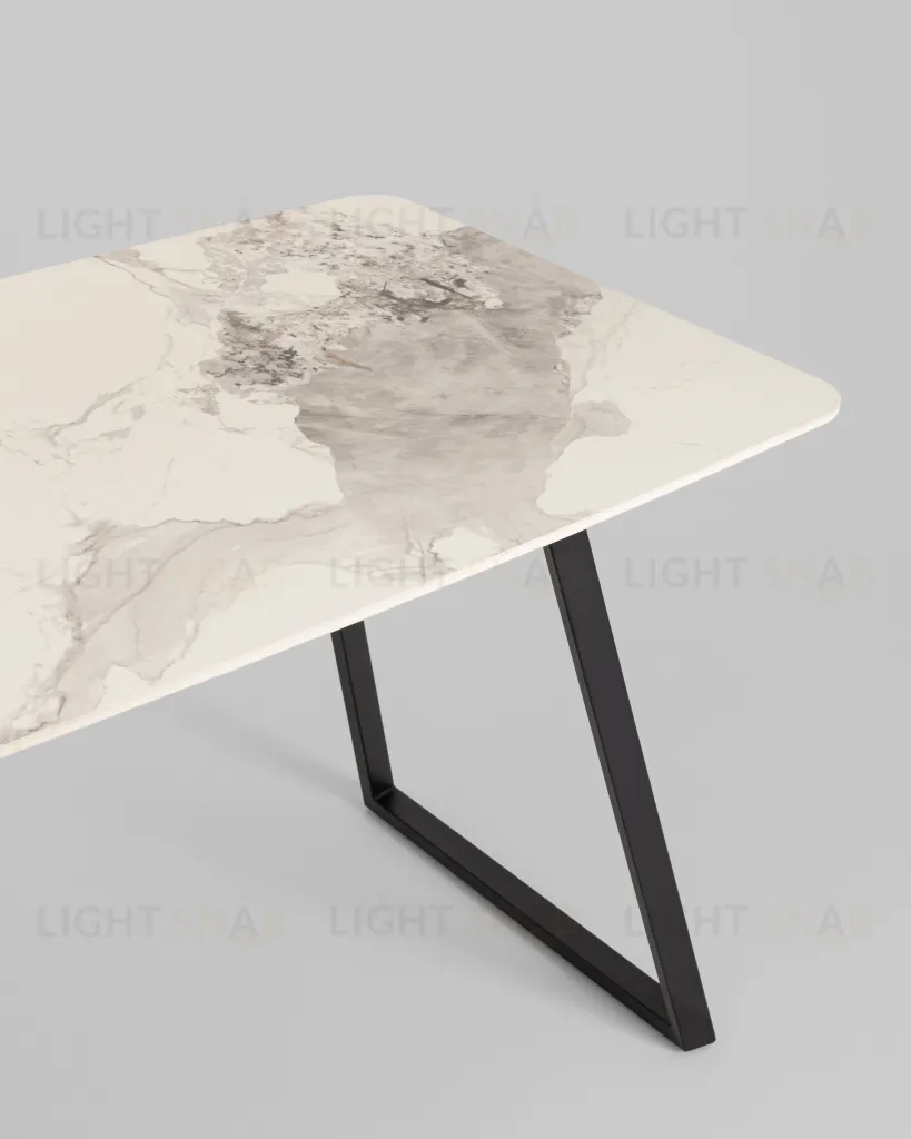 Стол обеденный Vermont 140*80 см керамика светлая ножки черные УТ000040513