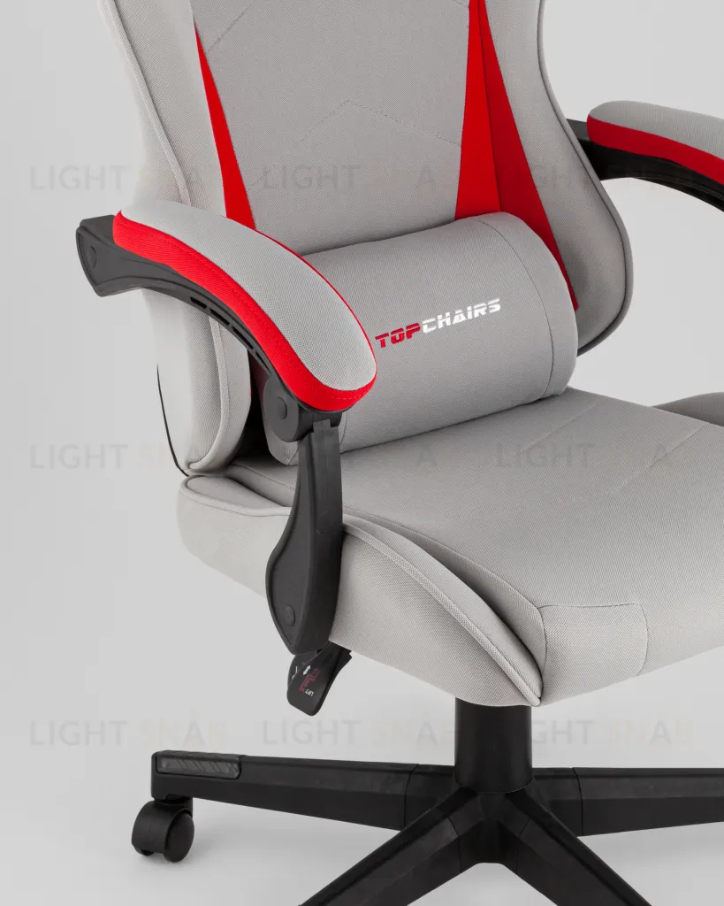 Кресло спортивное TopChairs Phantom ткань серо-красный УТ000039472
