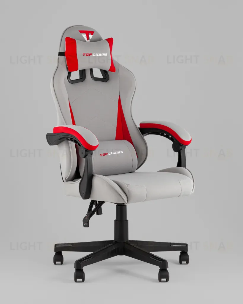 Кресло спортивное TopChairs Phantom ткань серо-красный УТ000039472