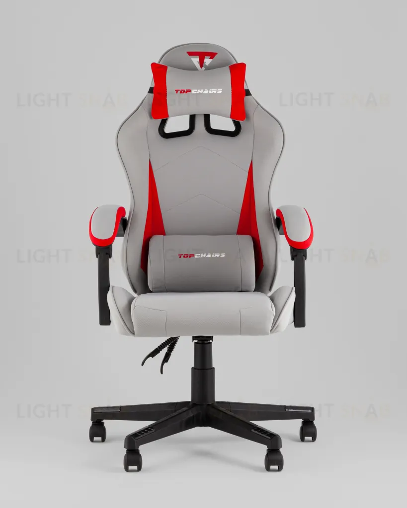 Кресло спортивное TopChairs Phantom ткань серо-красный УТ000039472