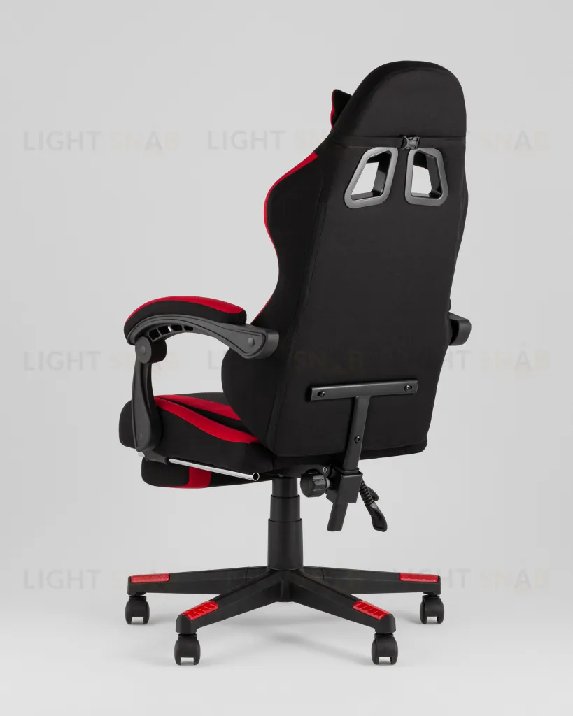 Кресло спортивное TopChairs Prophet с оттоманкой ткань черно-красный УТ000039482