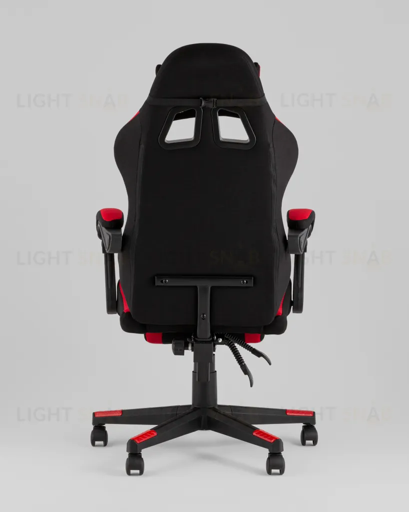 Кресло спортивное TopChairs Prophet с оттоманкой ткань черно-красный УТ000039482