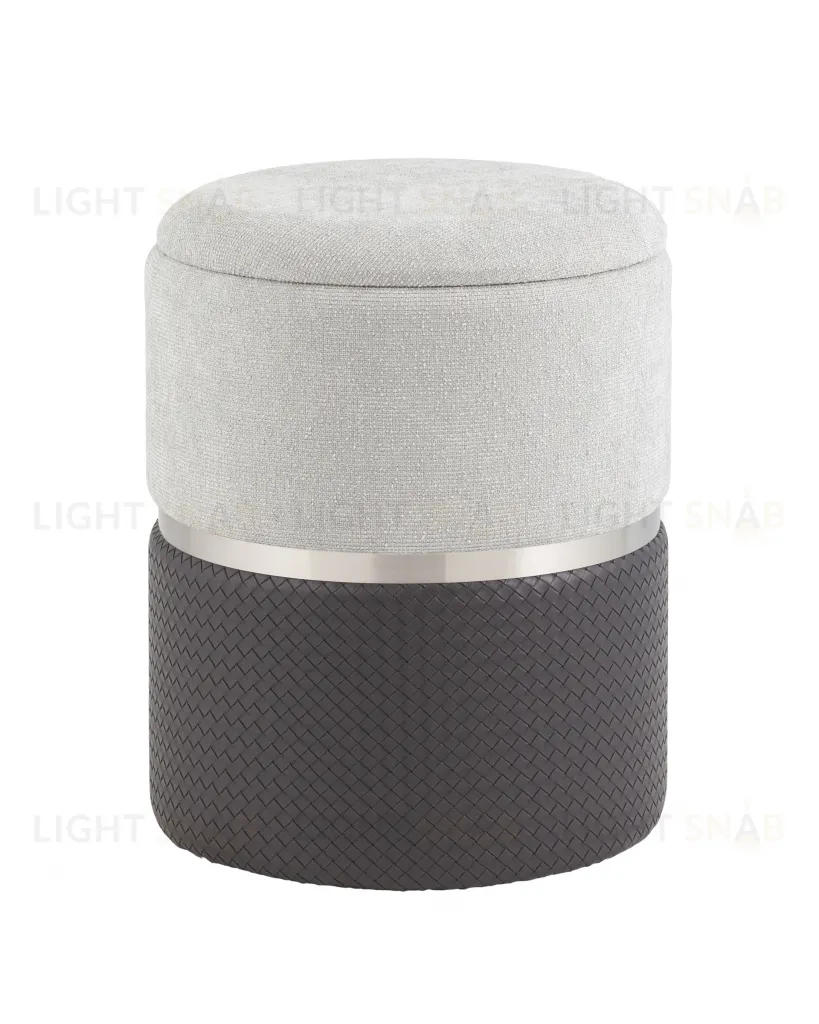 Пуф Кэрри с ящиком серебро шенилл серо-черный УТ000039383