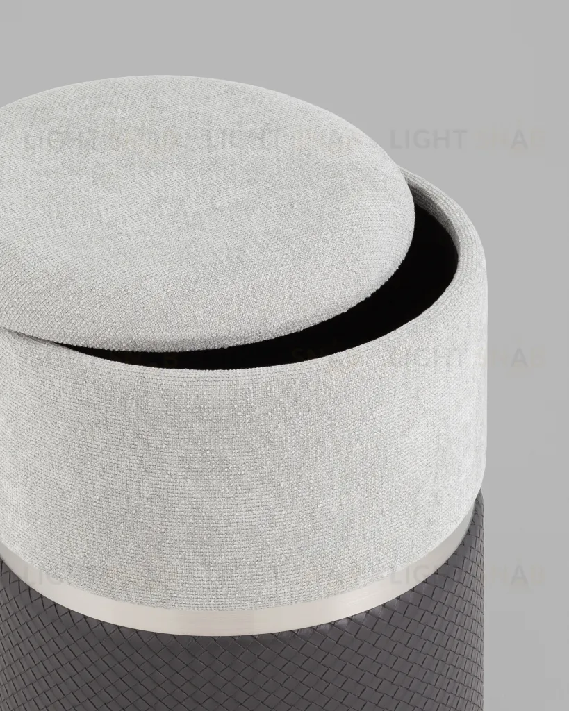 Пуф Кэрри с ящиком серебро шенилл серо-черный УТ000039383