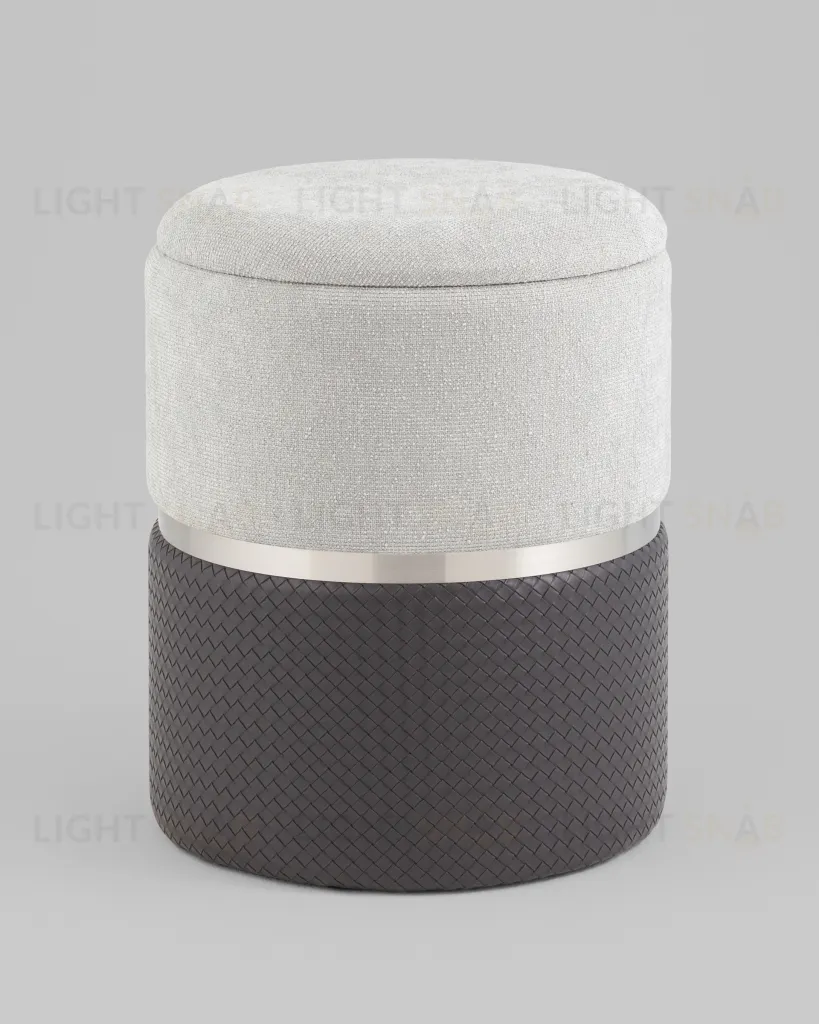 Пуф Кэрри с ящиком серебро шенилл серо-черный УТ000039383