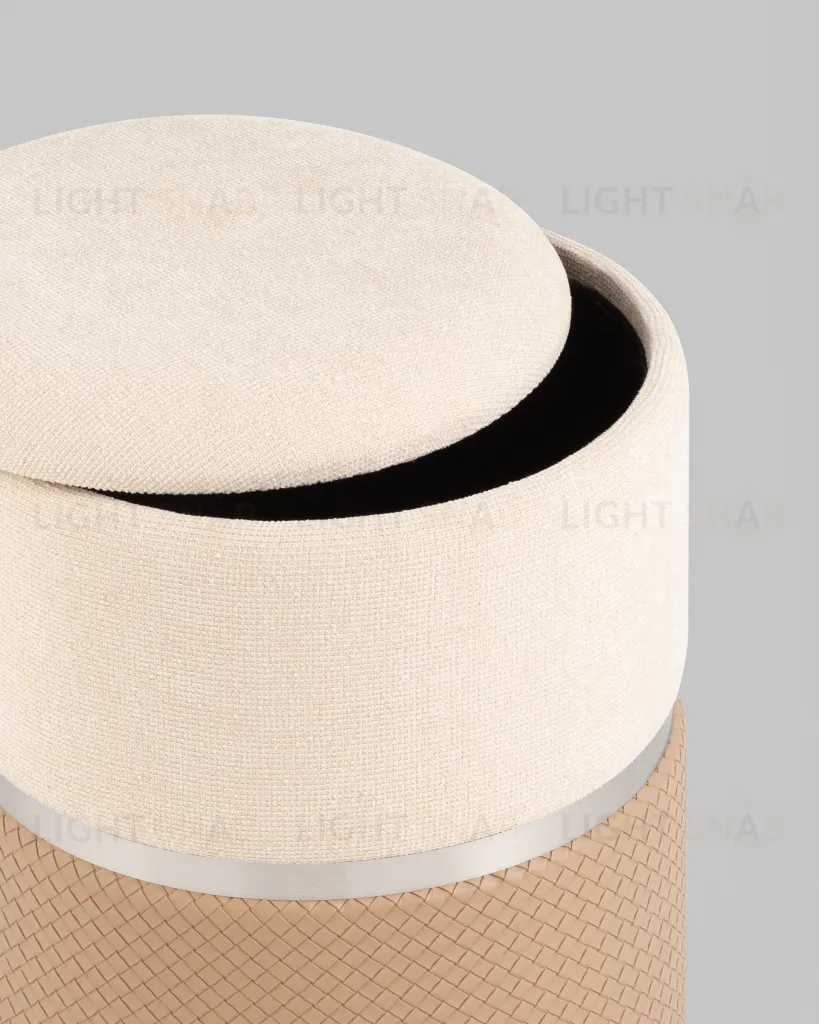 Пуф Кэрри с ящиком серебро шенилл бежевый УТ000039382