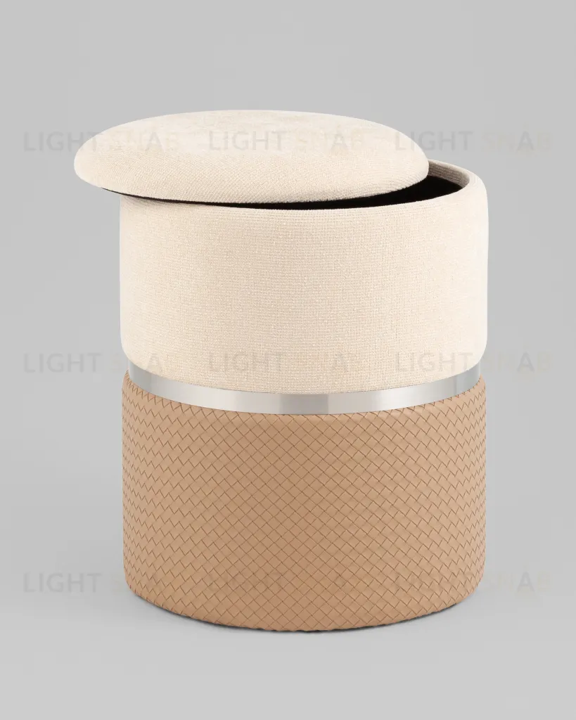 Пуф Кэрри с ящиком серебро шенилл бежевый УТ000039382