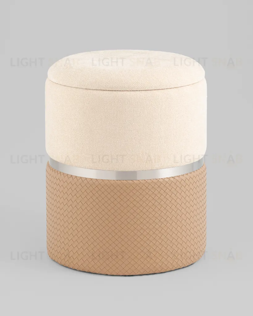 Пуф Кэрри с ящиком серебро шенилл бежевый УТ000039382