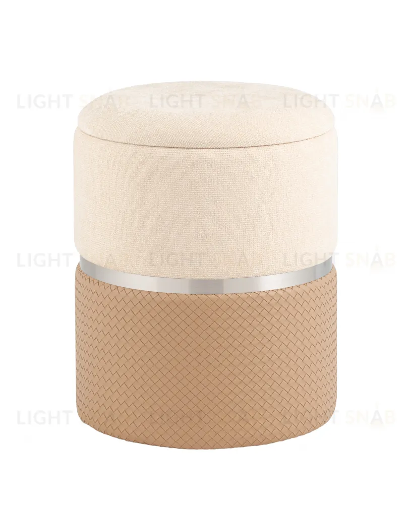 Пуф Кэрри с ящиком серебро шенилл бежевый УТ000039382