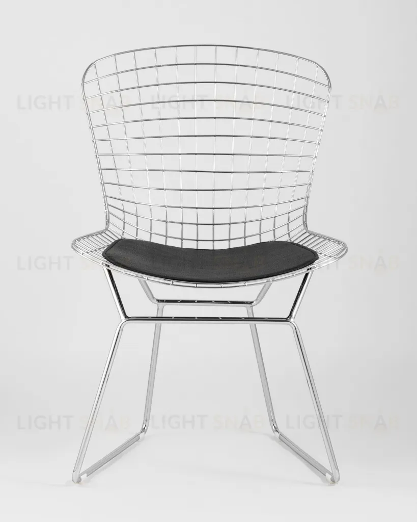 Стул обеденный Bertoia хромированный с черной подушкой 4 шт УТ000037501