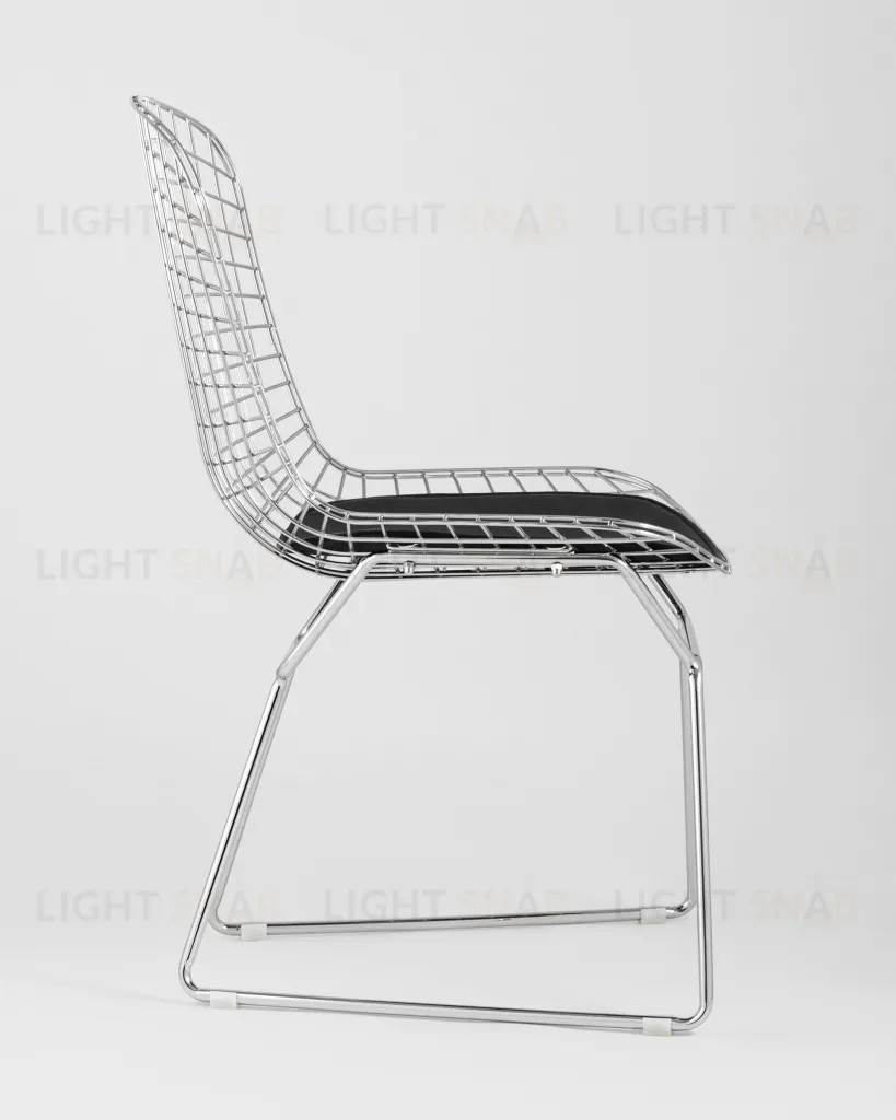 Стул обеденный Bertoia хромированный с черной подушкой 4 шт УТ000037501