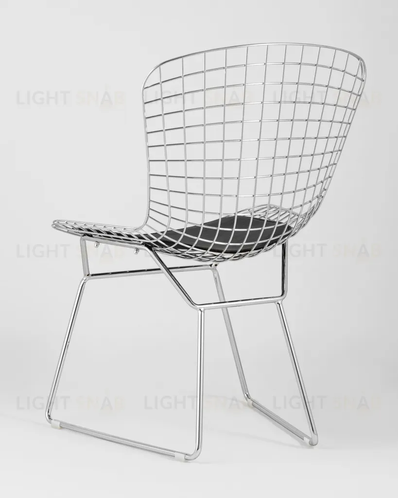 Стул обеденный Bertoia хромированный с черной подушкой 4 шт УТ000037501
