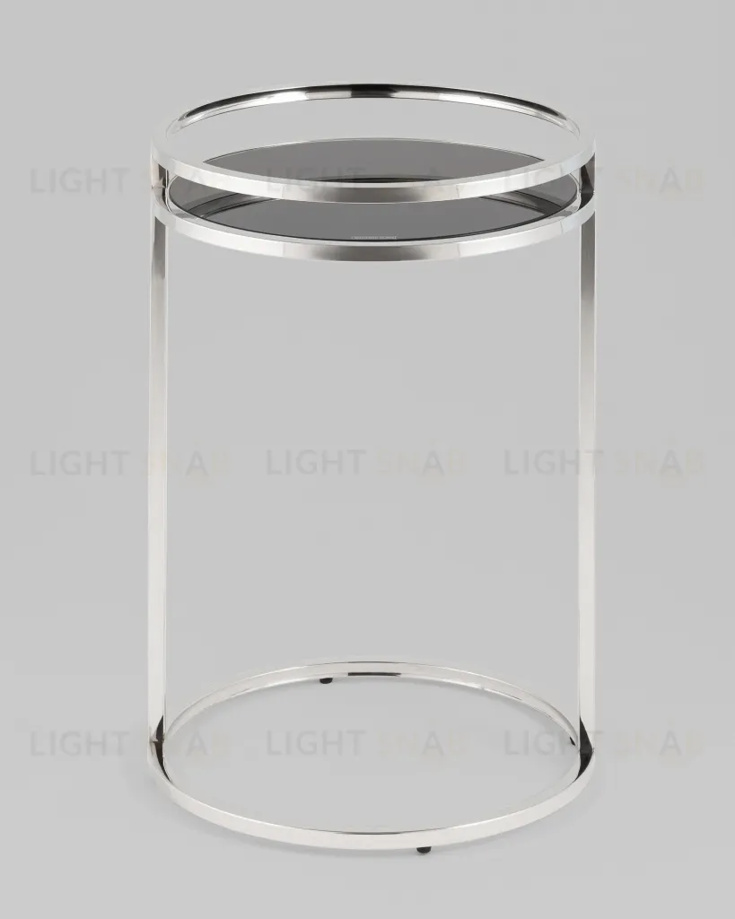 Журнальный столик Гестия 41*60см стекло черное сталь серебро УТ000039401