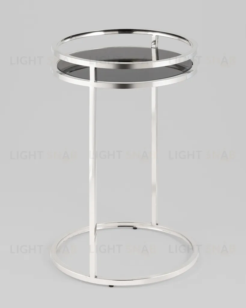 Журнальный столик Гестия 41*60см стекло черное сталь серебро УТ000039401