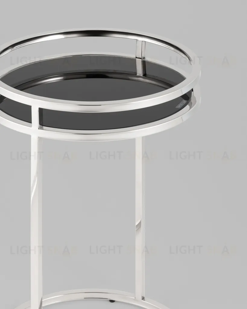 Журнальный столик Гестия 41*60см стекло черное сталь серебро УТ000039401