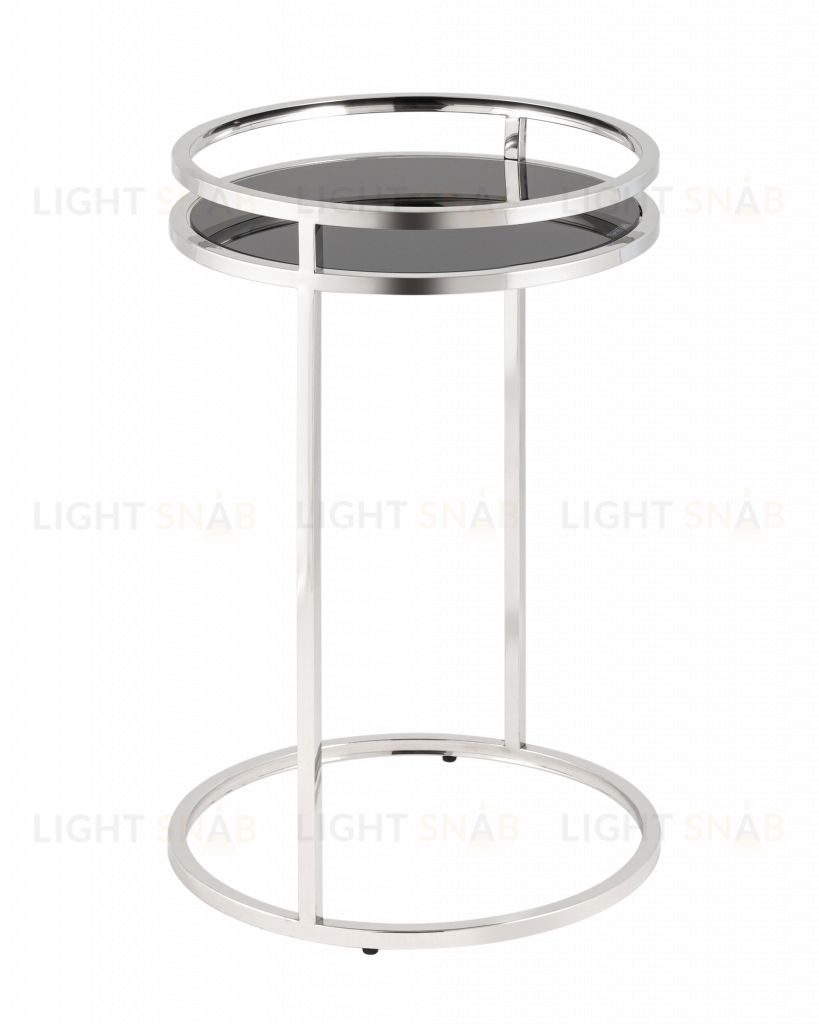 Журнальный столик Гестия 41*60см стекло черное сталь серебро УТ000039401