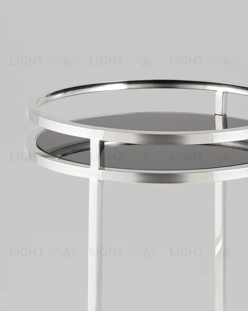 Журнальный столик Гестия 41*60см стекло черное сталь серебро УТ000039401