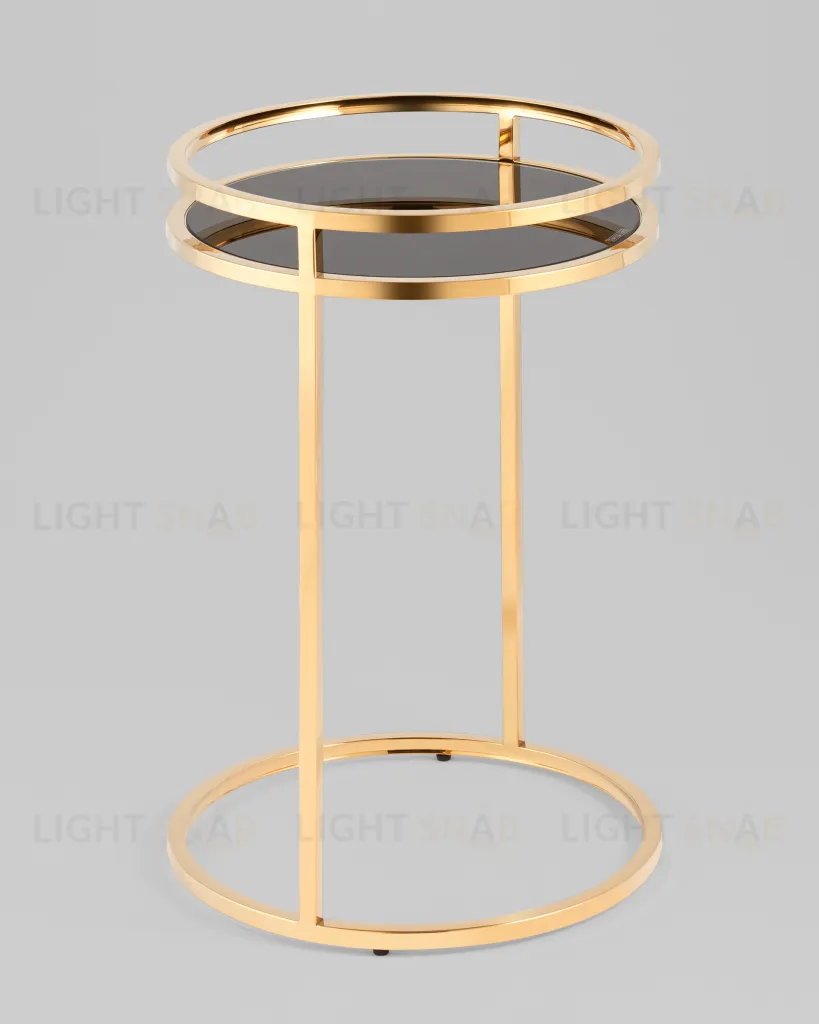 Журнальный столик Гестия 41*60см стекло черное сталь золото УТ000039402