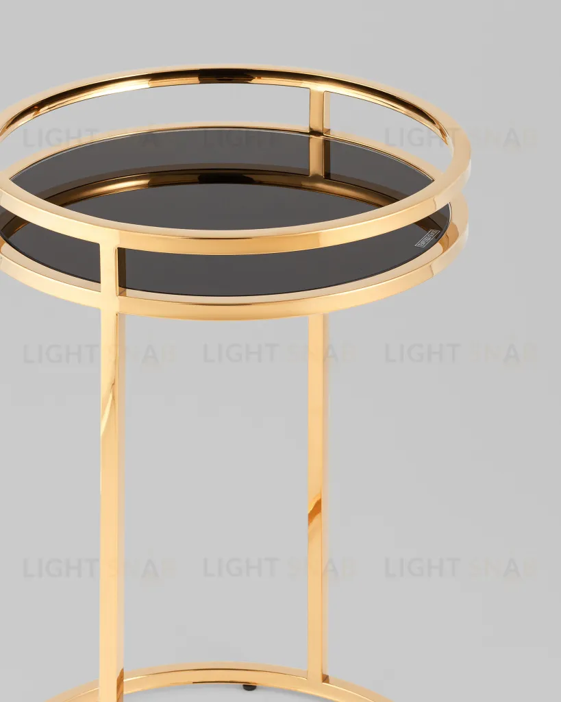 Журнальный столик Гестия 41*60см стекло черное сталь золото УТ000039402