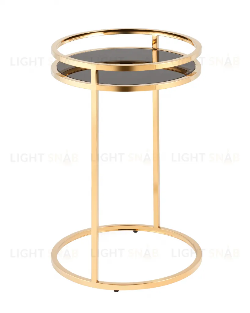 Журнальный столик Гестия 41*60см стекло черное сталь золото УТ000039402