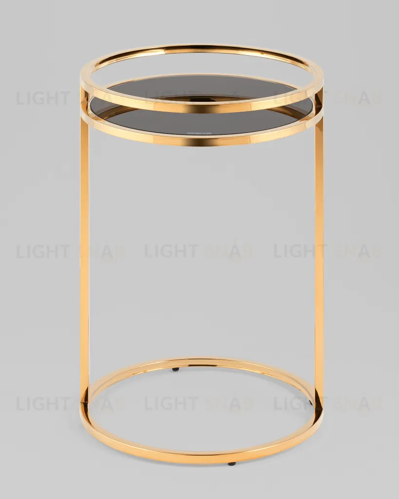 Журнальный столик Гестия 41*60см стекло черное сталь золото УТ000039402