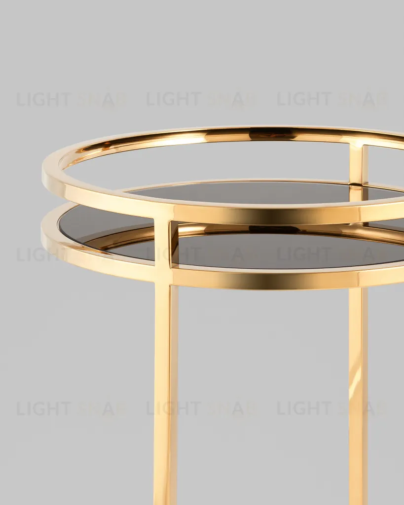 Журнальный столик Гестия 41*60см стекло черное сталь золото УТ000039402