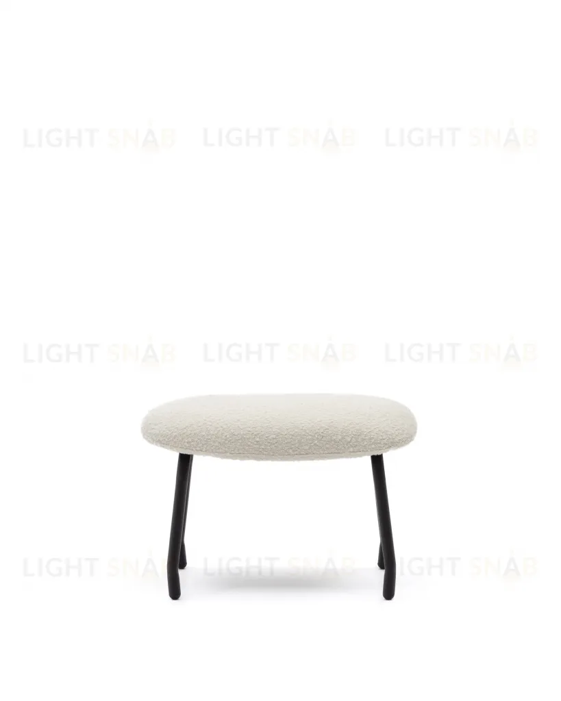 Belina Пуф для ног из белой ткани букле и стали с черной отделкой 178040