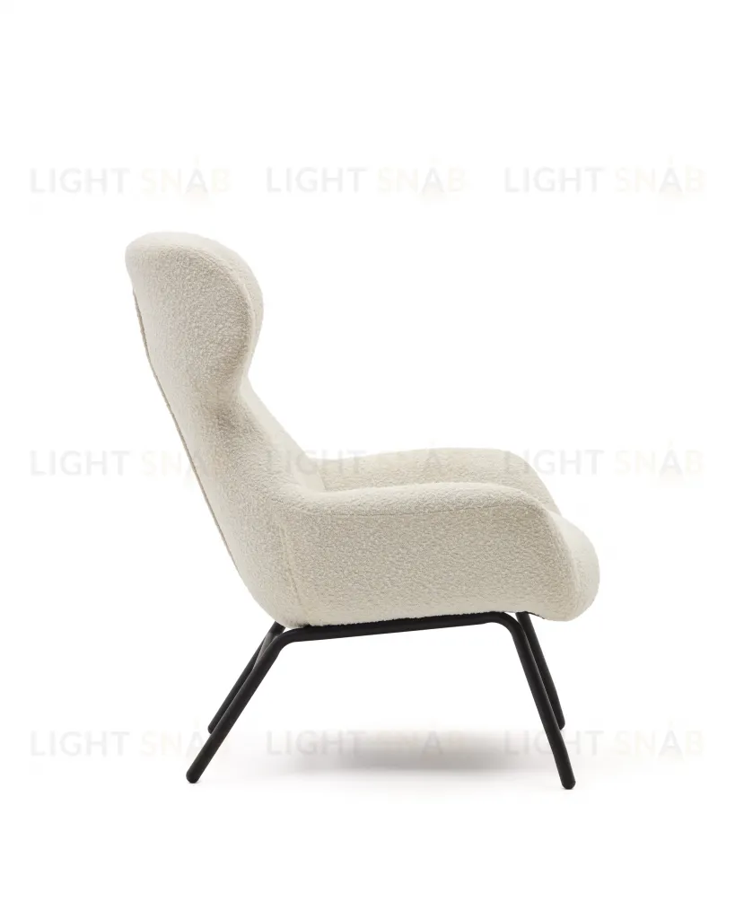Belina Кресло из белой ткани букле и стали с черной отделкой 178032