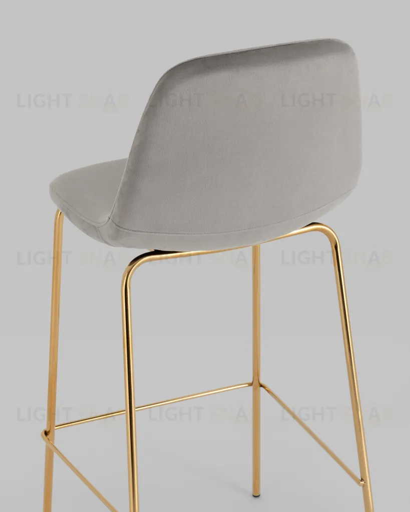 Стул барный Валенсия SN велюр серый золотые ножки 2 шт УТ000038305