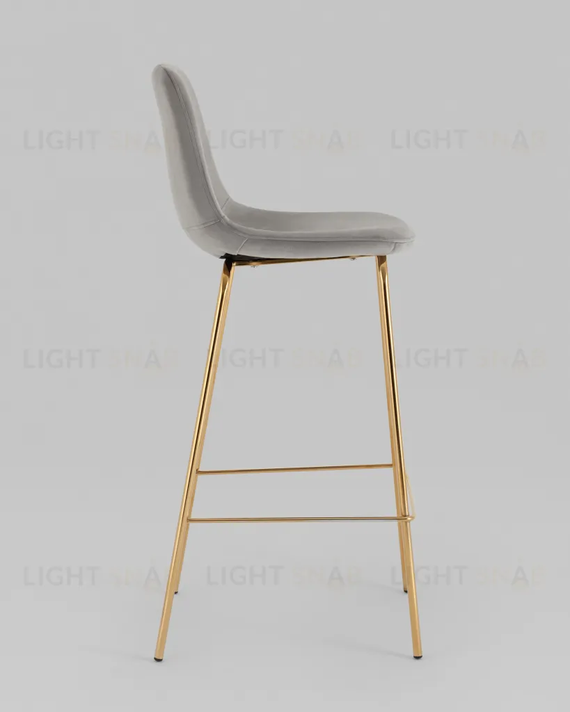 Стул барный Валенсия SN велюр серый золотые ножки 2 шт УТ000038305