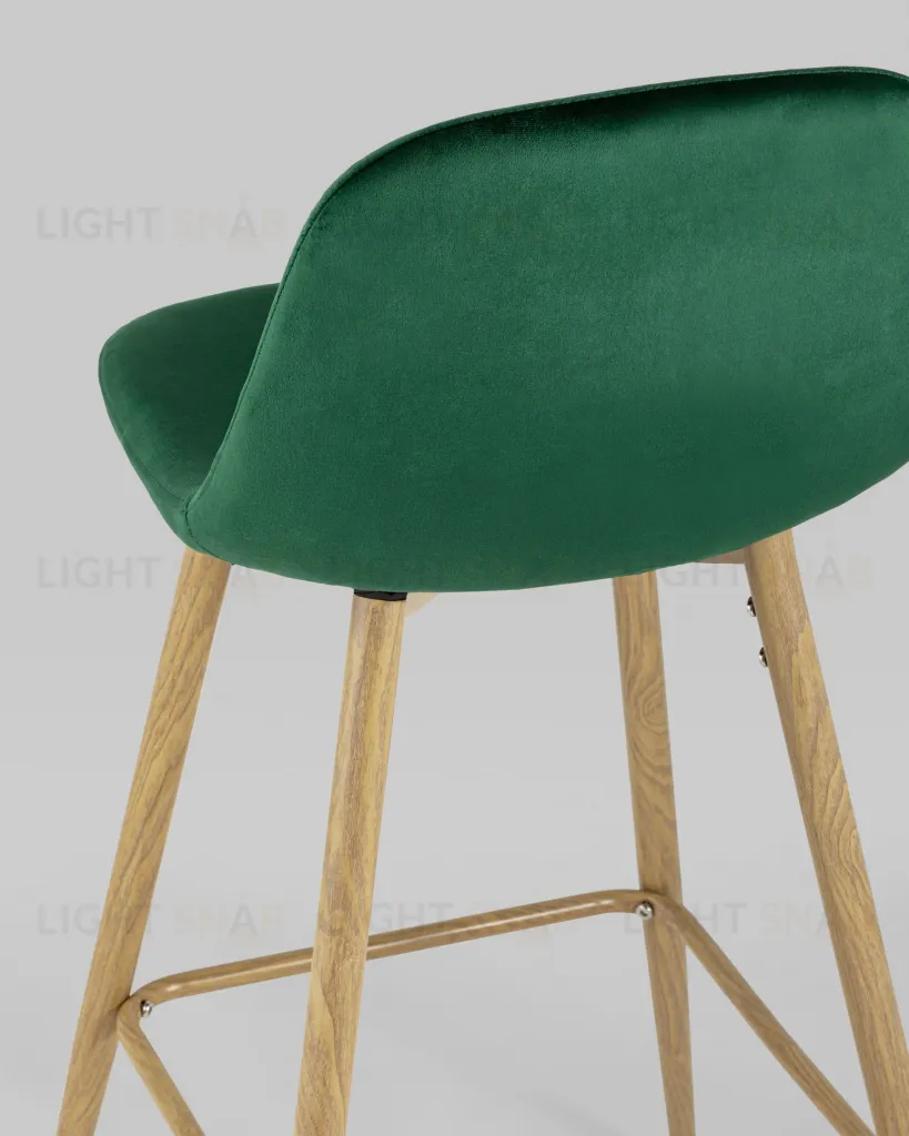 Стул барный Валенсия велюр зеленый ножки цвет дерево УТ000008860