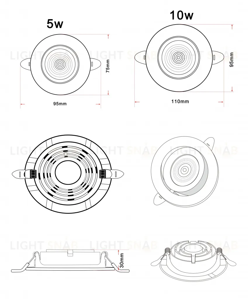Светильник ZORTES RAIZ ZRS.57795.5, Мощность - 5Вт, Тип лампы: LED, В -25мм / Ш - 95мм ZRS.57795.5