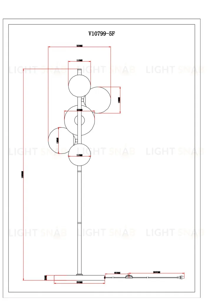 Торшер Moderli V10799-5F Renny УТ000037888