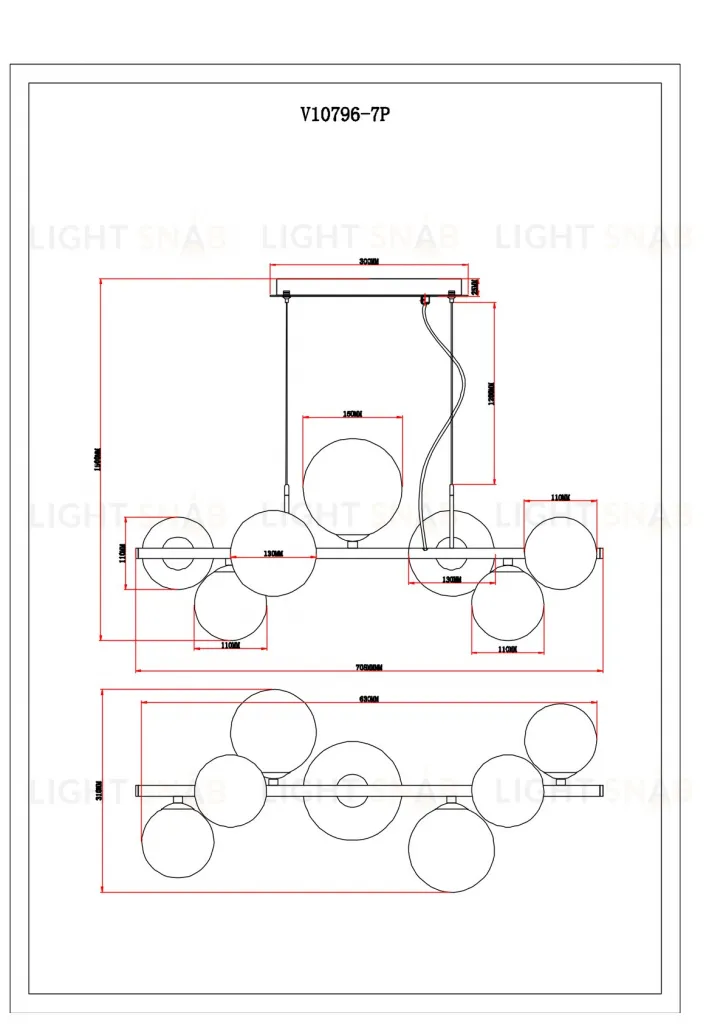 Светильник подвесной Moderli V10796-7P Renny УТ000037885