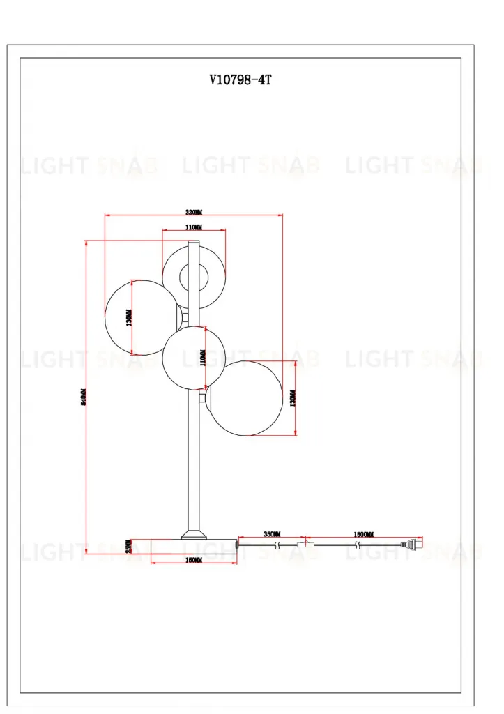 Лампа настольная Moderli V10798-4T Renny УТ000037887