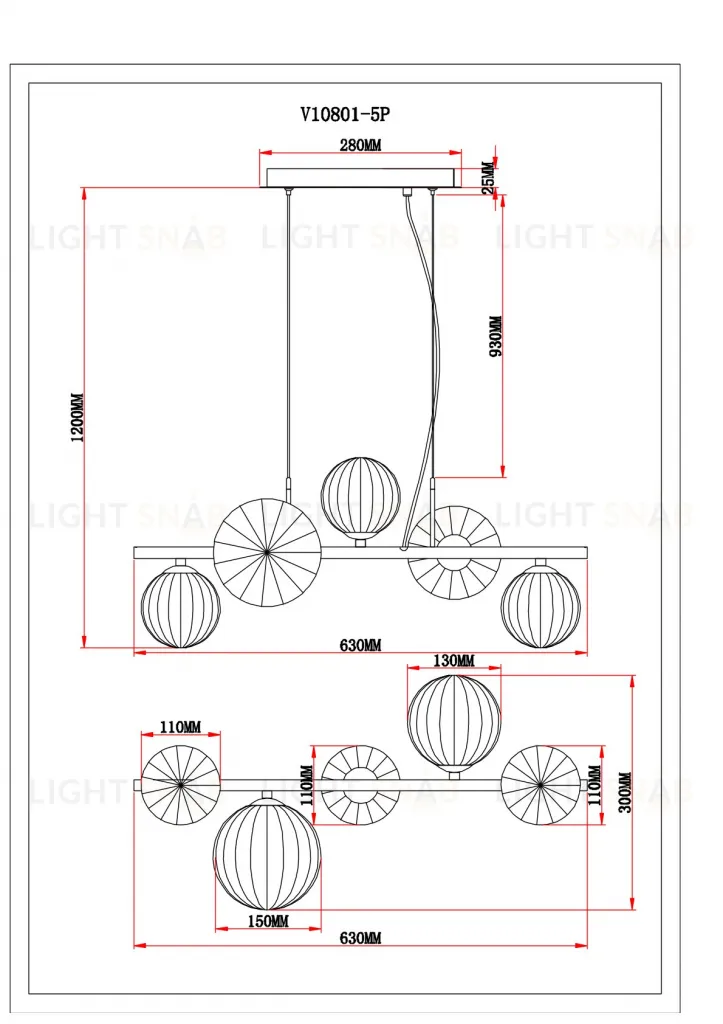 Светильник подвесной Moderli V10801-5P Renny УТ000037890