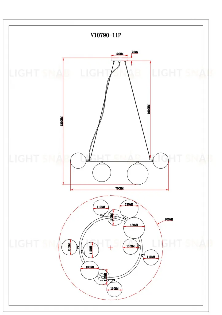 Светильник подвесной Moderli V10790-11P Renny УТ000037879