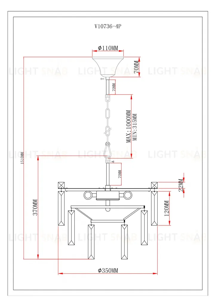 Люстра подвесная Moderli V10736-4P Crystal УТ000037825