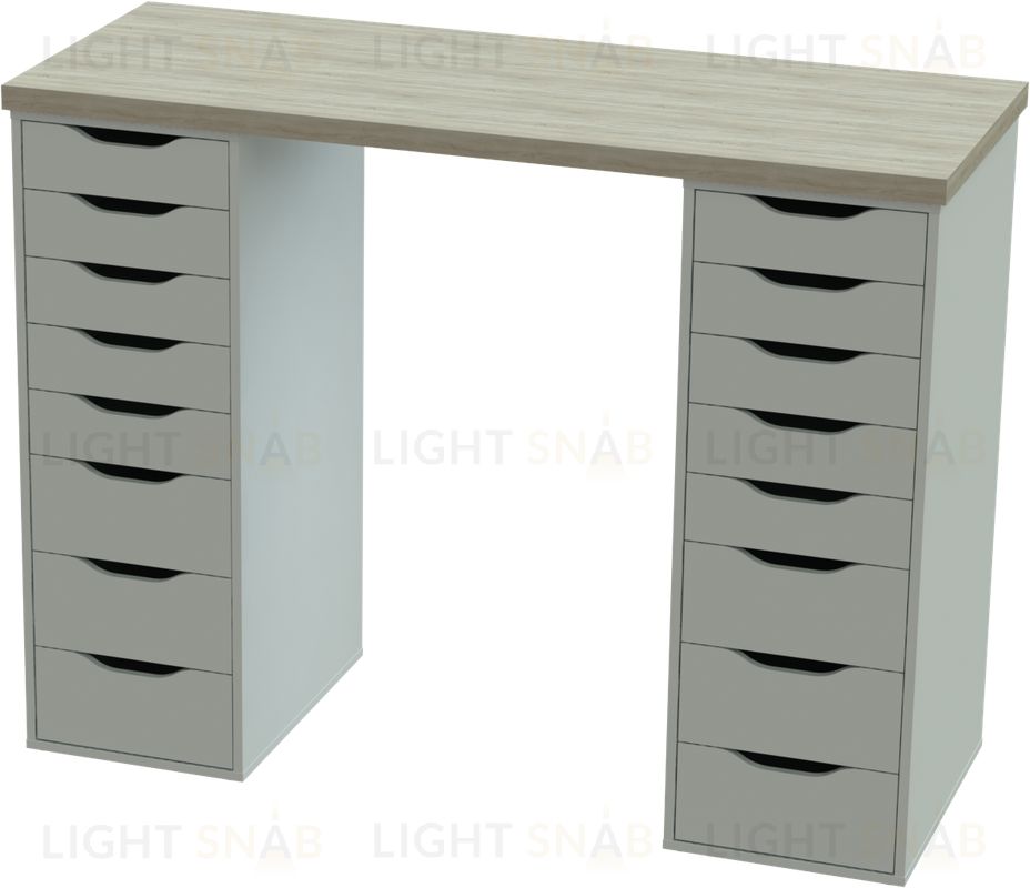 Стол письменный Ингар 2/88 140x106x55, дуб беленый/белый S00937