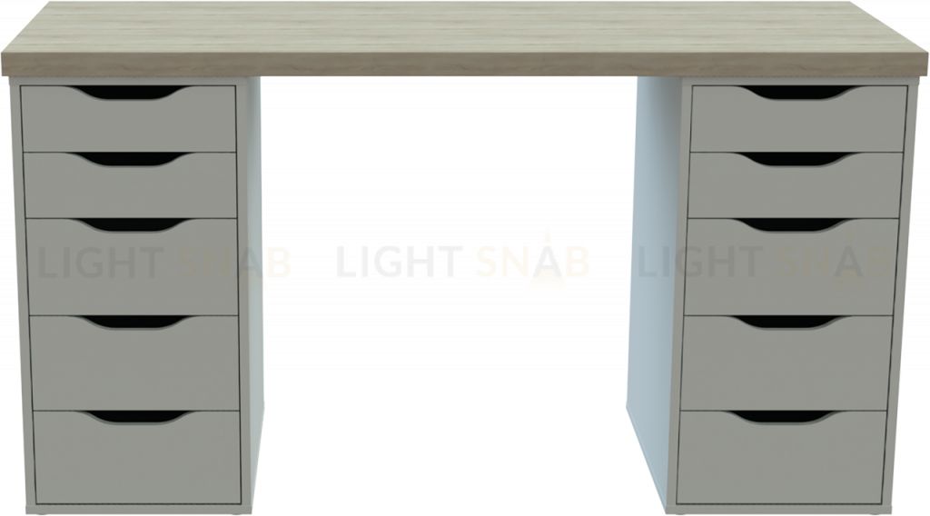 Стол письменный Ингар 2/55 140x75x55, дуб беленый/белый S00920