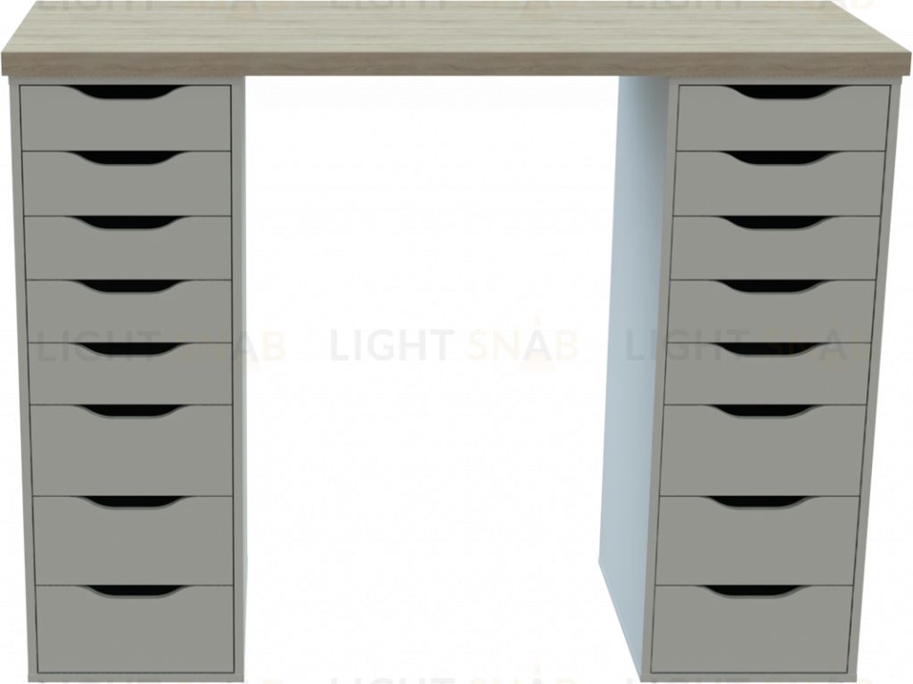 Стол письменный Ингар 2/88 140x106x55, дуб беленый/белый S00937