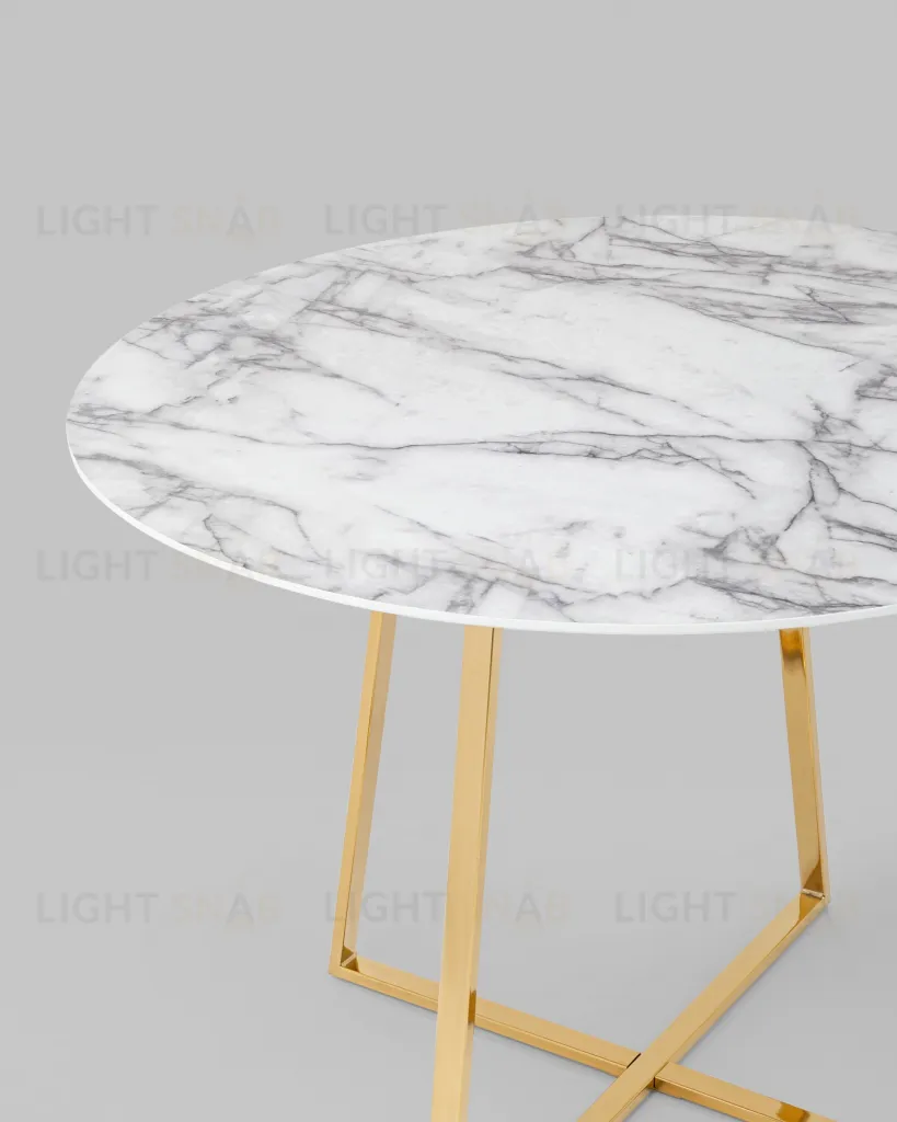 Стол обеденный Дакота 100*100 белый мрамор ножки золото УТ000036110