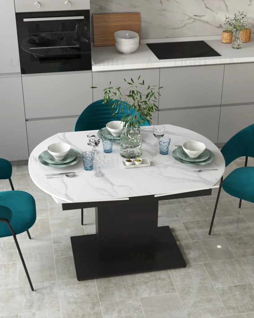 Стол обеденный Хлоя раскладной 120-180*90 керамика светлая УТ000034950