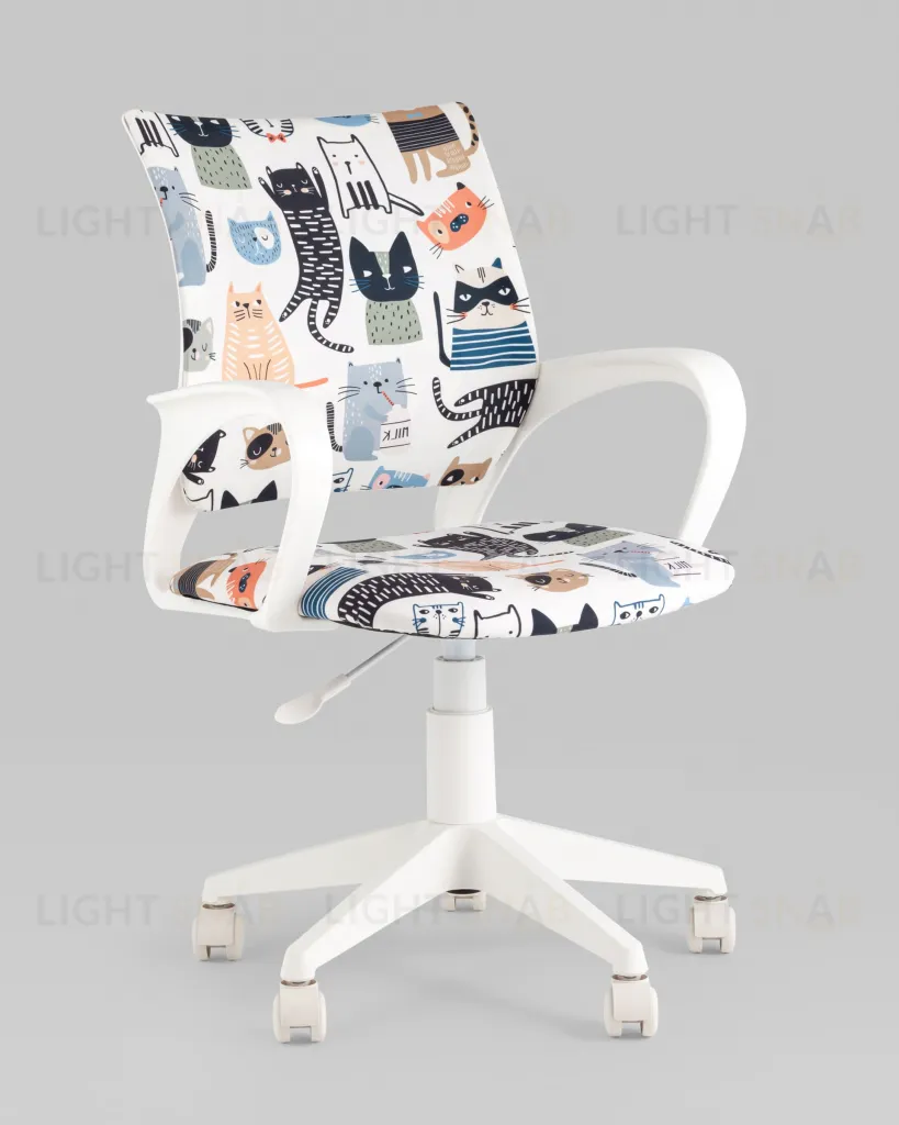 Кресло детское Бюрократ BUROKIDS 1 W мультиколор коты крестовина пластик белый УТ000036838