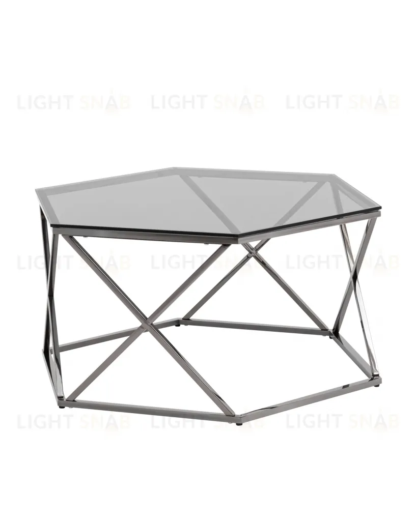 Журнальный столик Круз 93*80 стекло smoke сталь темный хром УТ000036337
