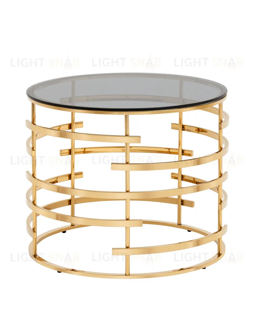 Журнальный столик Инфлюэнс 60*60 стекло smoke сталь золото УТ000036341