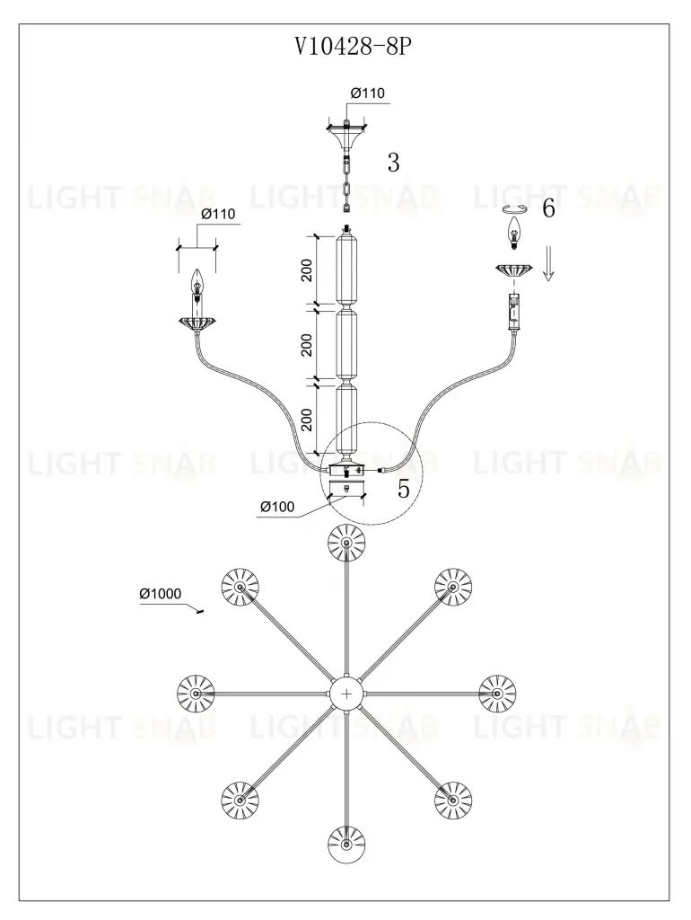 Люстра подвесная Moderli V10428-8P Catania УТ000035509